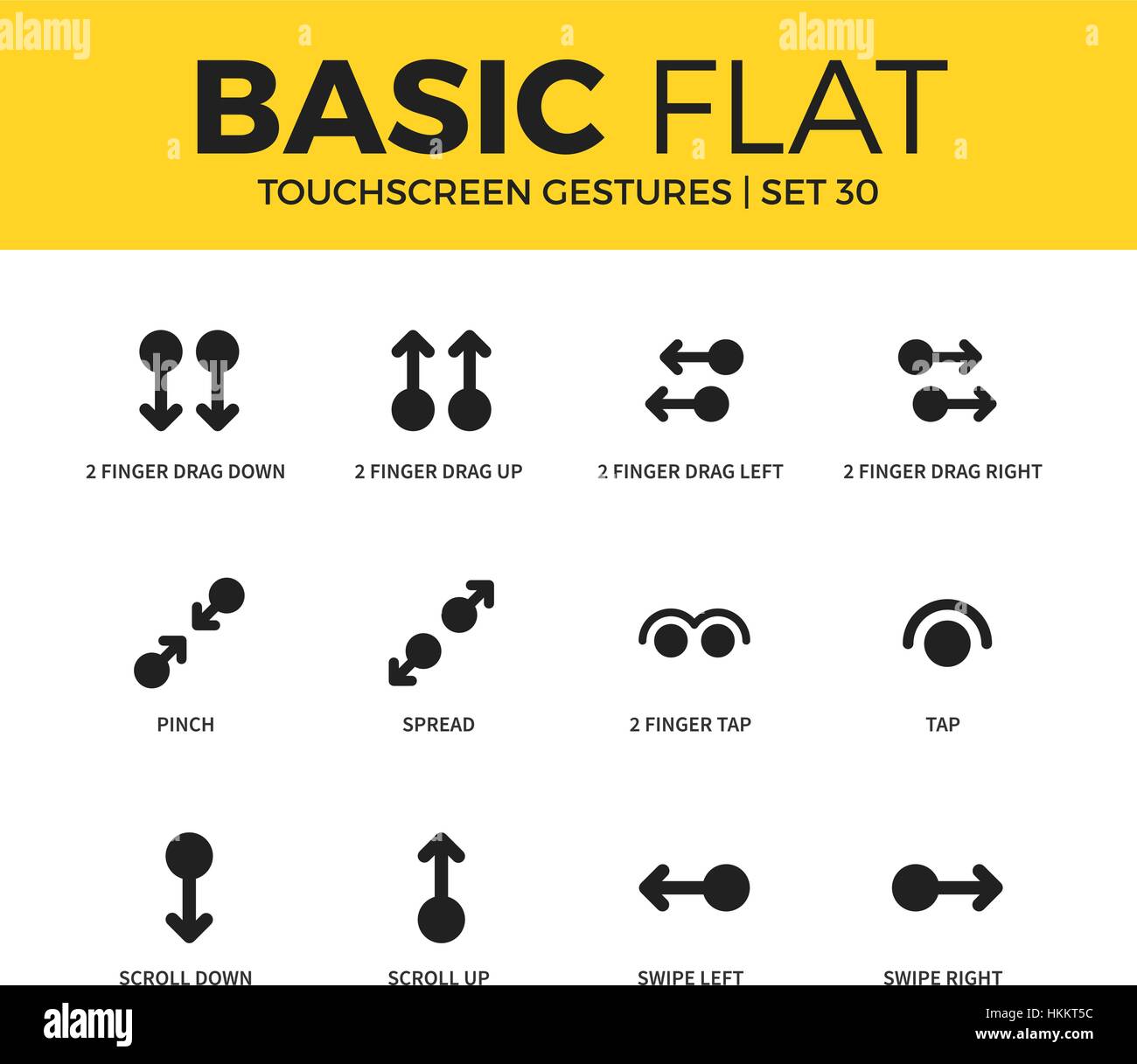 Basis-Set von Touchscreen-Gesten-icons Stock Vektor
