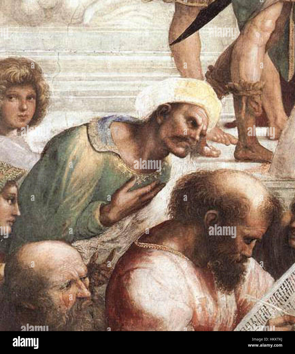 Diese Nahaufnahme von Averroes, dem bekannten Philosophen und Gelehrten des 12. Jahrhunderts, unterstreicht seine Bedeutung in den Bereichen Philosophie, Wissenschaft und Medizin während des Goldenen Zeitalters des Islamischen Islam. Stockfoto