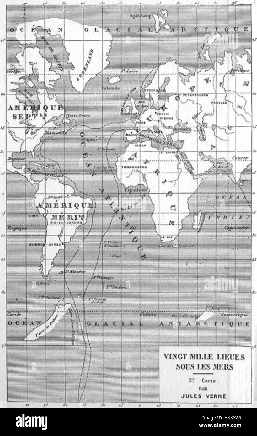 Die Illustration aus „Twenty Thousand Leagues Unthe Sea“ von Neuville und Riou zeigt Captain Nemo und seine Crew bei ihren Unterwasserabenteuern. Diese legendäre Szene aus dem Roman von Jules Verne zeigt das aufregende Thema der Unterwasserforschung. Stockfoto