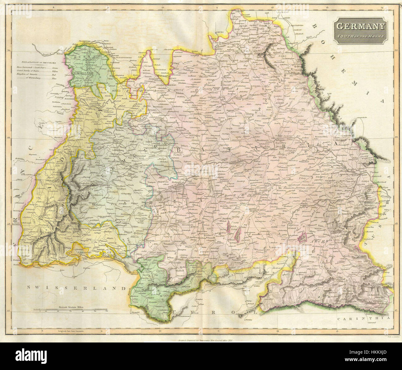 1814 Thomson Karte von Bayern, Deutschland - Geographicus - Bayern-t-1814 Stockfoto