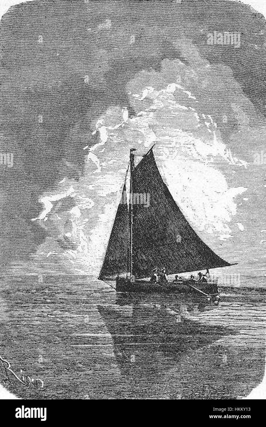 *The Field of Ice* von *Riou and Montaut* zeigt eine dramatische und kalte Landschaft, die sich auf die riesigen Eisfelder konzentriert. Das Stück fängt die raue und schöne Umgebung in einer Szene ein, die die Überlebenskämpfe in Polarregionen widerspiegelt. Stockfoto