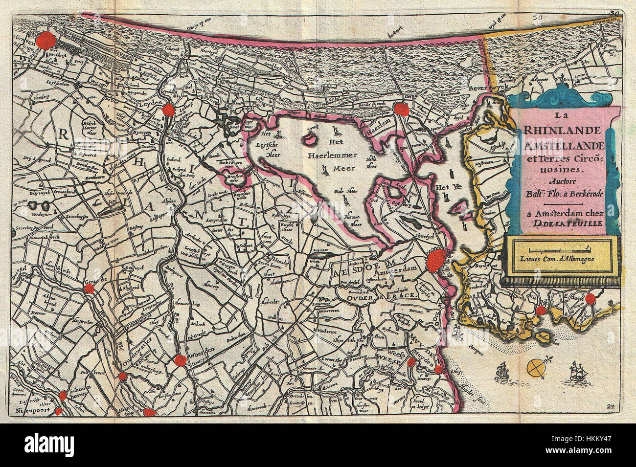 1747 la Feuille Karte von Amsterdam und Umgebung, die Niederlande - Geographicus - Amstellande-Ratelband-1747 Stockfoto