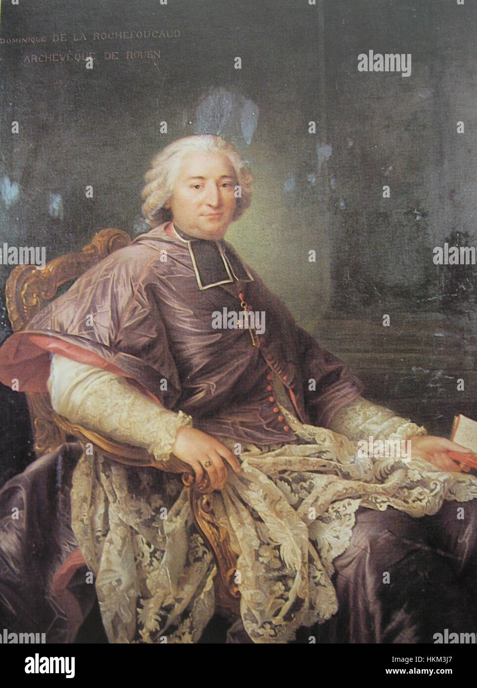 Dieses Gemälde zeigt Kardinal de la Rochefoucauld, Erzbischof von Rouen, und hebt seine Rolle in der religiösen und politischen Landschaft Frankreichs im 17. Jahrhundert hervor. Stockfoto