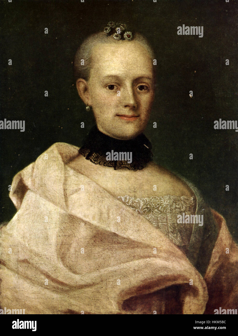 Ein Porträt oder Kunstwerk mit Sophie von La Roche, einer prominenten deutschen Autorin des 18. Jahrhunderts. Das Werk hebt ihre intellektuellen Beiträge und ihre Rolle in der deutschen Literatur hervor und betont ihr literarisches Erbe. Stockfoto