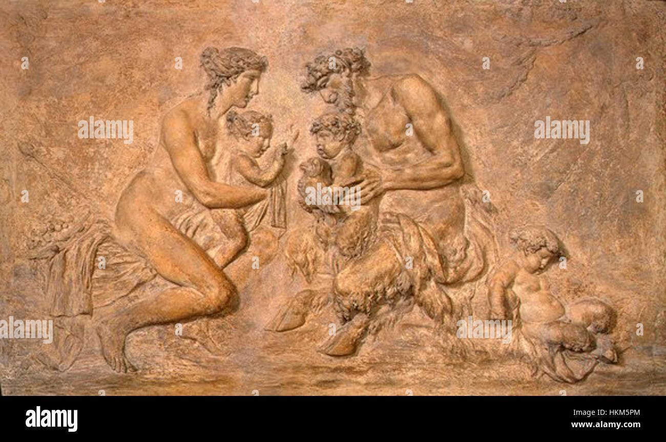 "Faun-Familie", Terrakotta-Relief von Claude Michel, c. 1785, National Gallery of Art, Washington, D. C Stockfoto