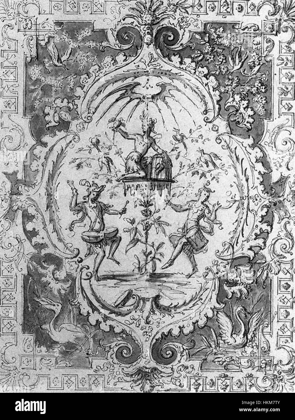 Claude Audran III.‘ *Arabesque* von ca. 1704 veranschaulicht den Rokoko-Stil mit ornamentalen Designs mit fließenden, kurvenreichen Mustern, die für die dekorative Kunst dieser Zeit charakteristisch waren. Stockfoto