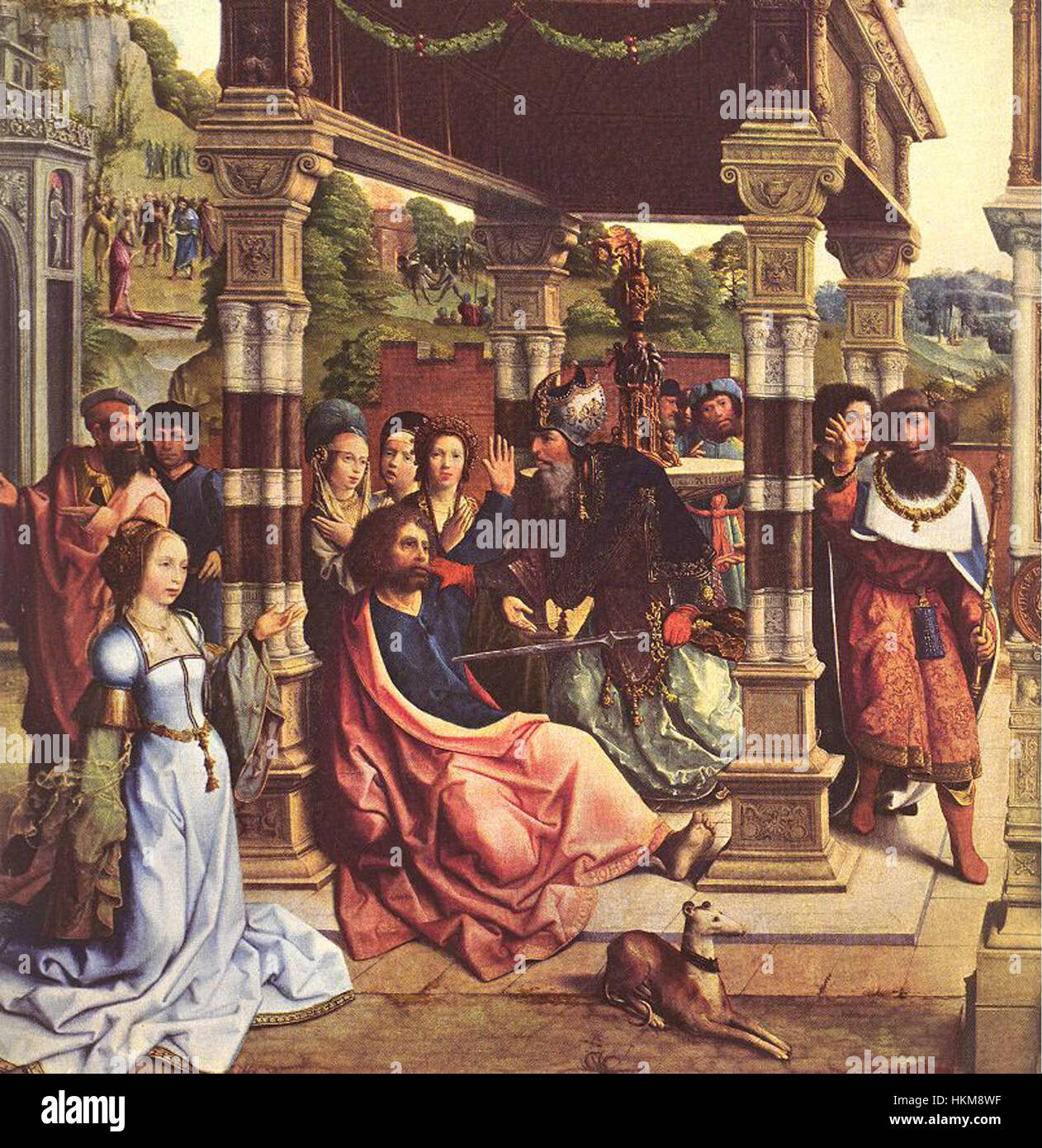Bernard van Orleys 'Altarstück der Str. Thomas und Matthias stellt die beiden Heiligen in einer reich detaillierten religiösen Szene dar. Van Orley ist bekannt für seine Meisterschaft in der Altaraufstellung und fängt die Figuren der Heiligen in lebendigen Farben und detailreichen Details ein. Stockfoto Bernard van Orleys 'Altarstück der Str. Thomas und Matthias stellt die beiden Heiligen in einer reich detaillierten religiösen Szene dar. Van Orley ist bekannt für seine Meisterschaft in der Altaraufstellung und fängt die Figuren der Heiligen in lebendigen Farben und detailreichen Details ein. Stockfoto