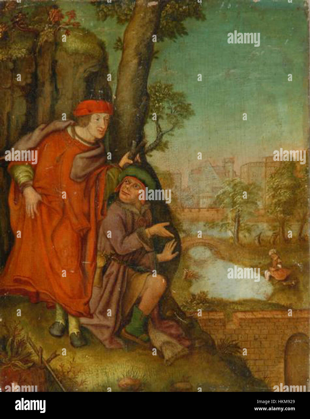 Dieses Kunstwerk ist eine Reproduktion eines Stückes von Lucas van Leyden, einem renommierten niederländischen Renaissance-Künstler. Es spiegelt die komplizierten Details und den Realismus von van Leydens Werk wider, das seiner Zeit in Bezug auf Technik und künstlerischen Ausdruck voraus war. Stockfoto