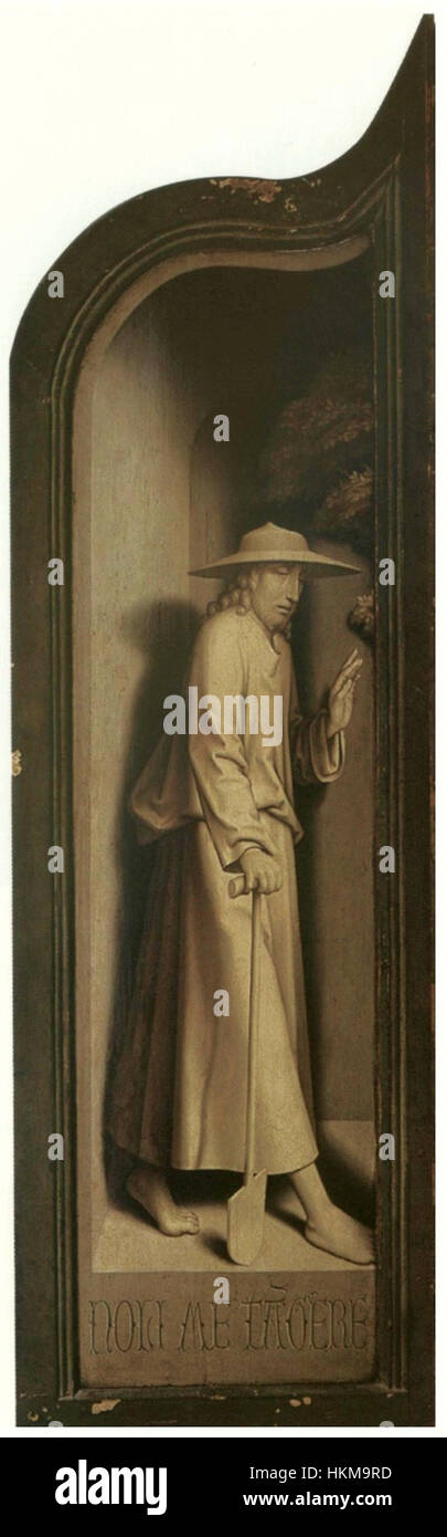 „Christ as a Gardener“ von Bellegambe ist ein religiöses Gemälde, das Christus in einer ruhigen, fördernden Rolle darstellt, die sich um einen Garten kümmert. Das Kunstwerk hebt die symbolische Verbindung zwischen Christus und dem Thema Wachstum und Erneuerung hervor. Stockfoto