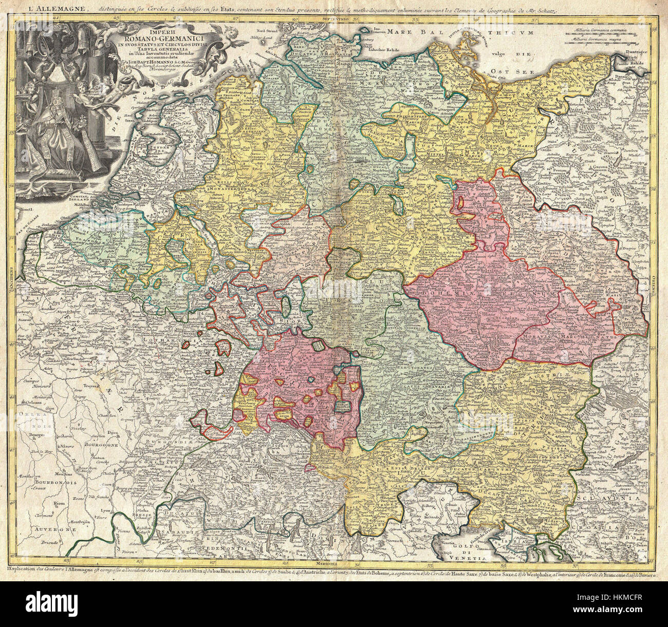 1740 Homann Karte des Heiligen Römischen Reiches (germanische Reich) - Geographicus - ImperiiRomanoGerman-Homann-1740 Stockfoto