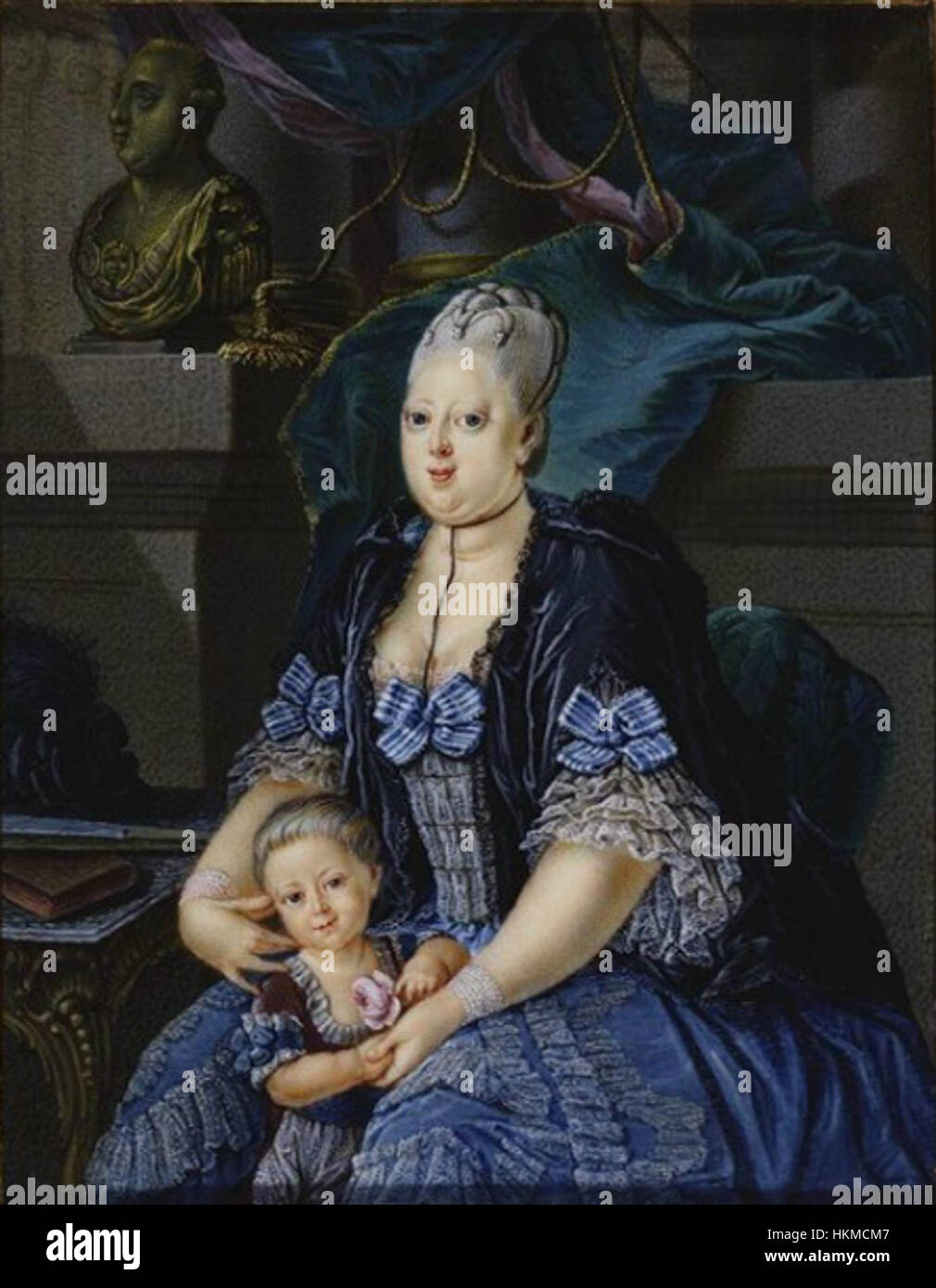 Dieses von Voigts gemalte Porträt von Caroline Mathilde fängt die königliche Präsenz der dänischen Königin ein. Das Kunstwerk aus dem 18. Jahrhundert spiegelt die Pracht dieser Zeit wider und zeigt die Bedeutung der Königin für das europäische Königshaus. Stockfoto