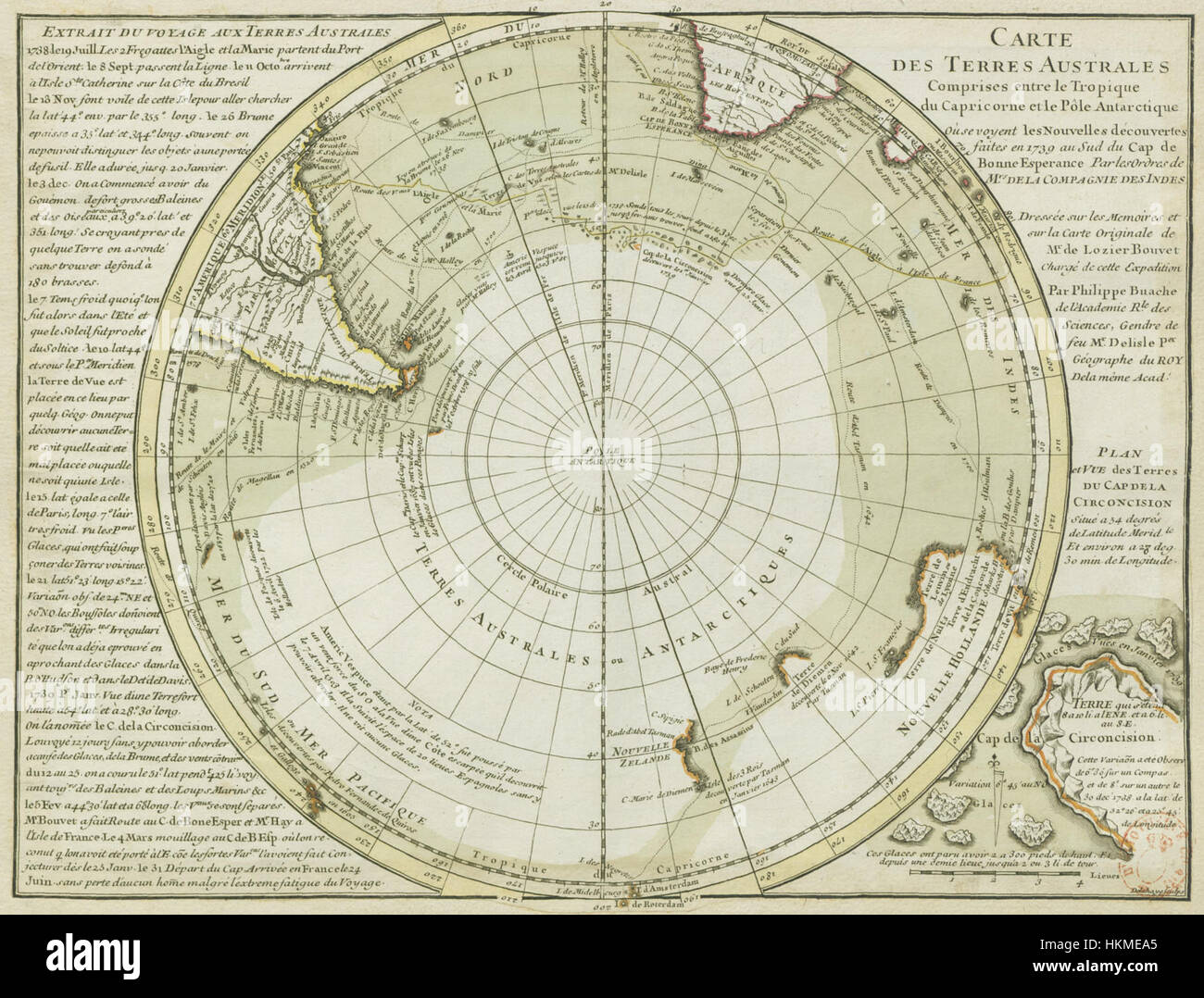 Antarktis, Bouvet Island, Entdeckung Karte 1739 Stockfoto