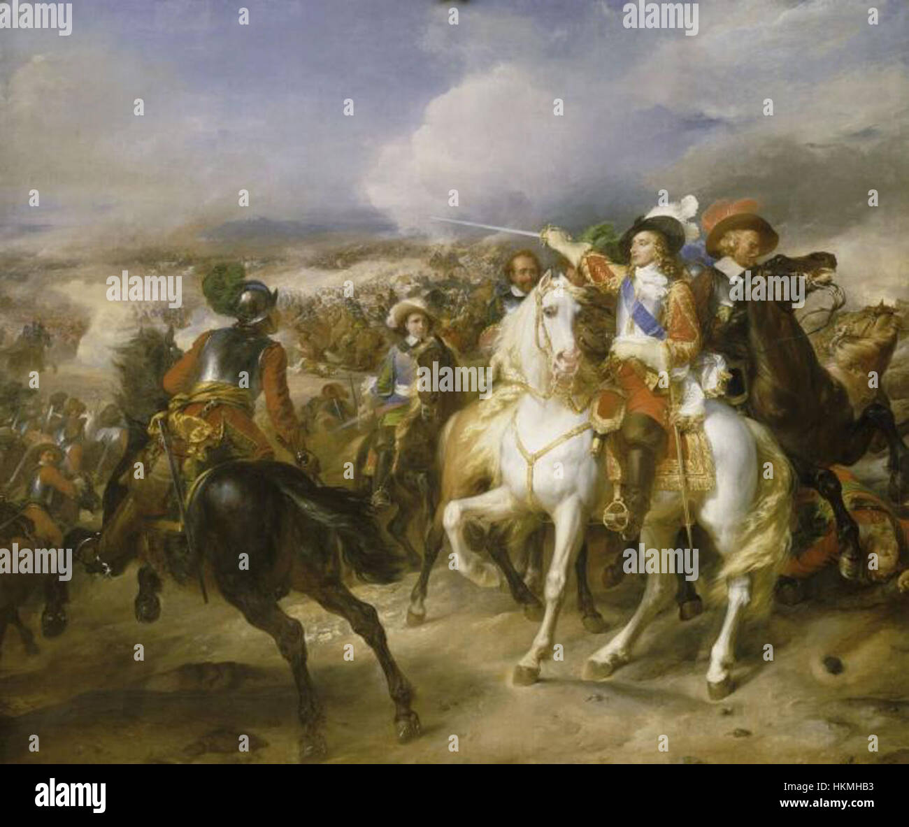 Das Gemälde „Battle of Lens“ zeigt die berühmte Schlacht aus dem Ersten Weltkrieg und zeigt die Intensität und das Ausmaß des Konflikts. Das Ölgemälde fängt die düstere Realität des Krieges mit lebendigen Bildern von Soldaten und Schlachtfeld ein. Stockfoto