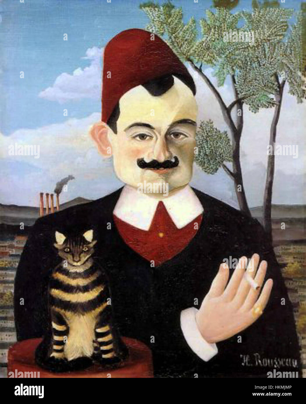 Pierre Loti par Henri Rousseau ist ein Porträt des berühmten französischen Schriftstellers Pierre Loti. Das Gemälde verbindet Rousseaus lebhaften, naiven Stil mit Lotis kontemplativem Ausdruck. Das Werk spiegelt die persönliche und kulturelle Verbindung zwischen Künstler und literarischer Figur wider. Stockfoto