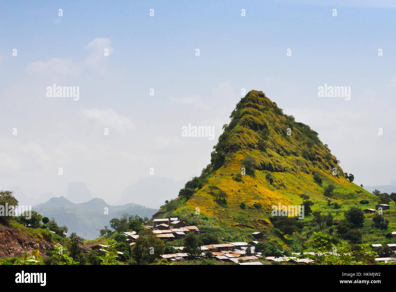 Dorf im Simien Berge, Äthiopien Stockfoto