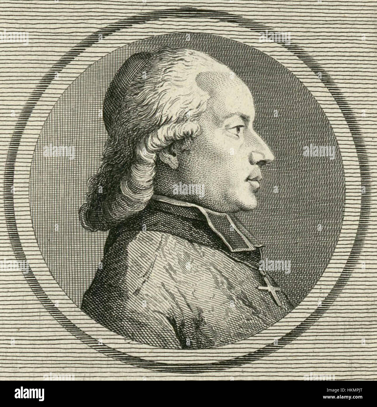 Ein Porträt von Anne-Louis-Henri de La Fare, gemalt von Labadye & Voyez zwischen 1789 und 1791. Das Porträt spiegelt die Mode und aristokratische Eleganz des späten 18. Jahrhunderts während der Französischen Revolution wider. Stockfoto