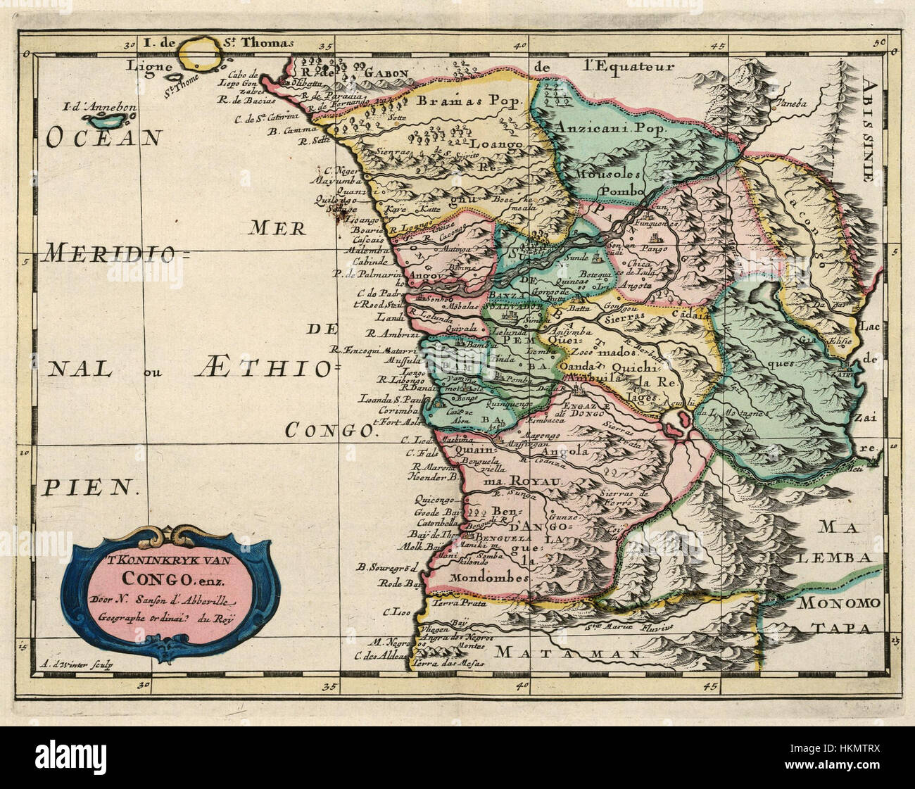 AMH-6676-KB-Karte von der Küste von Kongo und Angola Stockfoto