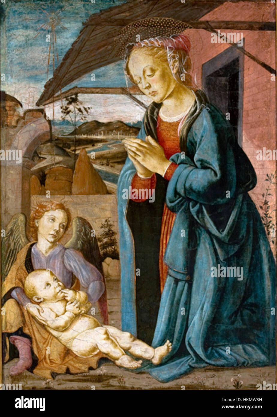 Das Kunstwerk mit dem Titel „Madonna“ von Biagio Dantonio ist ein Beispiel für religiöse Kunst und Renaissance-Kunst, die die Madonna im klassischen Stil darstellt. Stockfoto