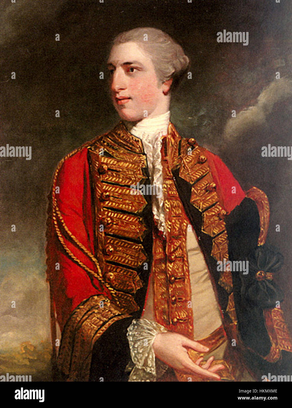 Dieses Porträt von Charles Fitzroy, 1. Baron Southampton, das im 18. Jahrhundert gemalt wurde, zeigt den Aristokraten in königlicher Kleidung. Das Kunstwerk zeigt die feinen Details, die typisch für georgianische Porträts sind, und dient als wichtiges Stück in der historischen Aufzeichnung des britischen Adels. Stockfoto
