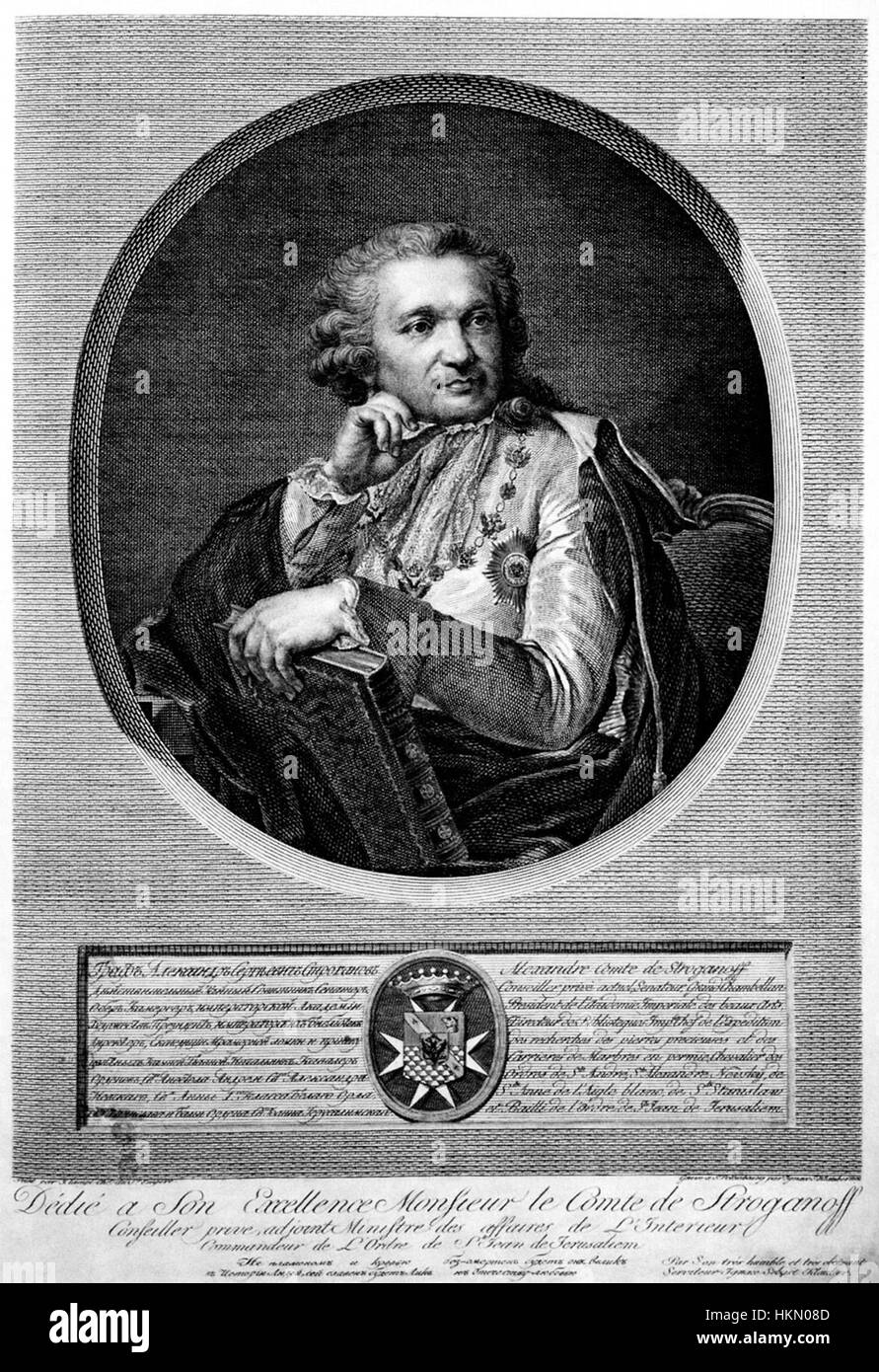 Ein Gemälde von A. S. Stroganov, das 1807 geschaffen wurde und für seinen historischen Kontext und seinen künstlerischen Stil bekannt ist. Das Kunstwerk spiegelt die künstlerischen Trends des frühen 19. Jahrhunderts wider und verbindet klassische und aufstrebende Stile. Stockfoto