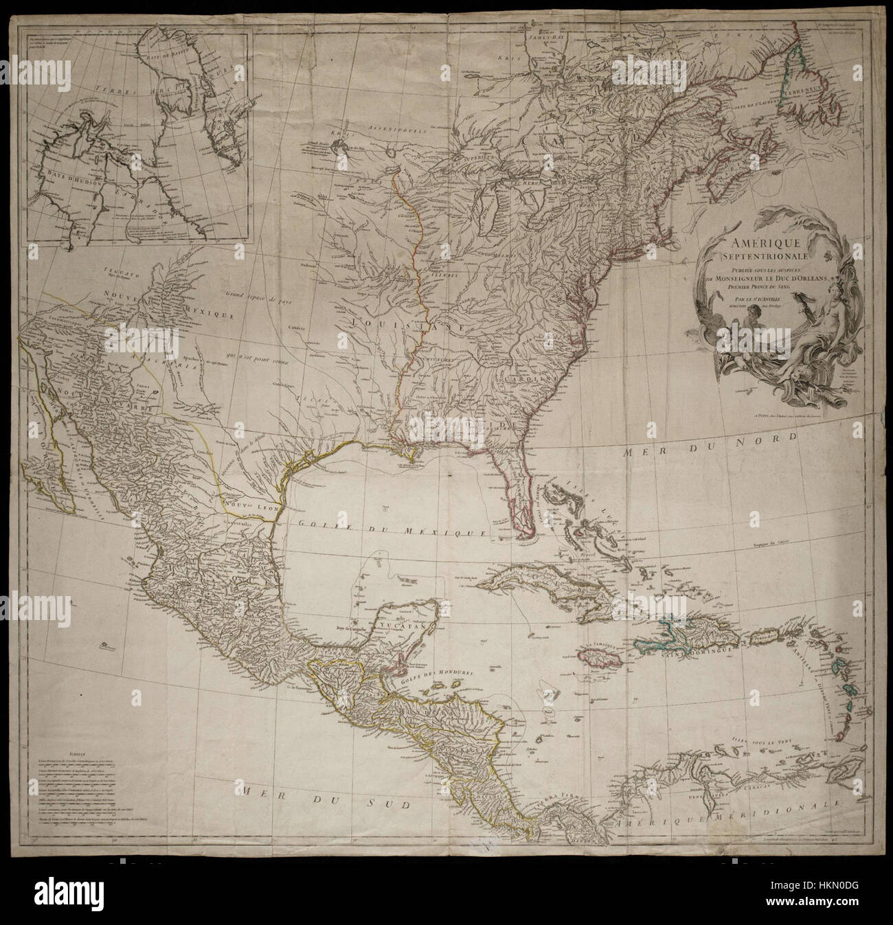 Die *AMH-8618-NA*-Karte ist eine detaillierte Darstellung von Nordamerika und der Karibik. Sie bietet wichtige geografische Merkmale und Grenzen und bietet eine historische Perspektive auf das Layout der Region. Auf der Karte werden verschiedene Länder, Städte und natürliche Wahrzeichen auf dem ganzen Kontinent hervorgehoben. Stockfoto