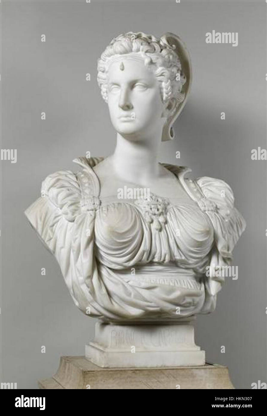 Das Porträt von Bianca Capello von Affry fängt die Schönheit und Eleganz dieser venezianischen Adligen ein. Bianca Capello, Geliebte und spätere Ehefrau von Francesco de’ Medici, wird in diesem historischen Porträt mit Schwerpunkt auf venezianischem aristokratischem Stil und luxuriöser Mode jener Zeit dargestellt. Stockfoto