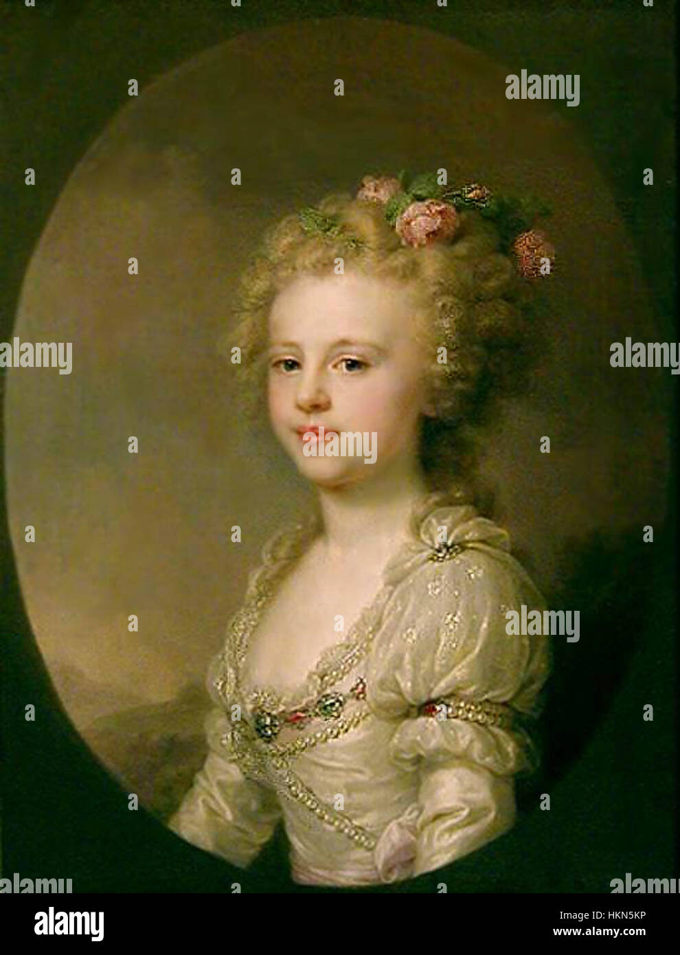 Dieses Porträt von Alexandra Pawlowna, das der schwedische Künstler Alexander Roslin Lampi in den 1790er Jahren schuf, fängt die Eleganz des russischen Hofes ein. Das Gemälde spiegelt ihre königliche Gestalt und den raffinierten Stil der Porträtmalerei des späten 18. Jahrhunderts wider. Stockfoto