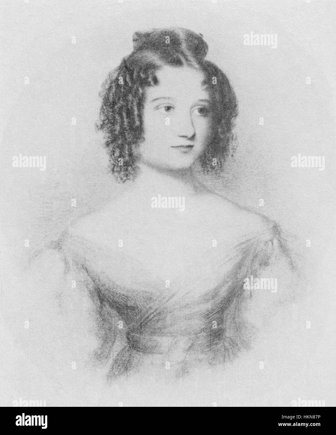 Dieses Porträtbild aus dem Jahr 1832 zeigt Ada Byron im Alter von 17 Jahren. Ada Byron (später Ada Lovelace) wurde zu einer Pionierfigur in Technik und Wissenschaft. Stockfoto