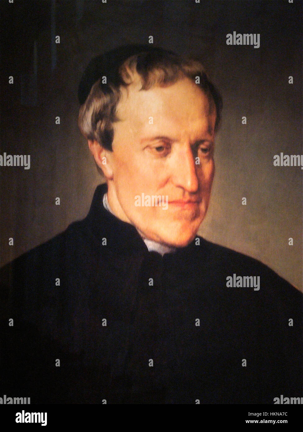 Antonio Rosmini war ein italienischer Philosoph, Priester und Pädagoge, der für seine Beiträge zum katholischen Denken und Theologie bekannt war. Seine Werke beschäftigten sich mit Themen des menschlichen Wissens, der Moral und der Natur Gottes und beeinflussten die moderne christliche Philosophie. Stockfoto