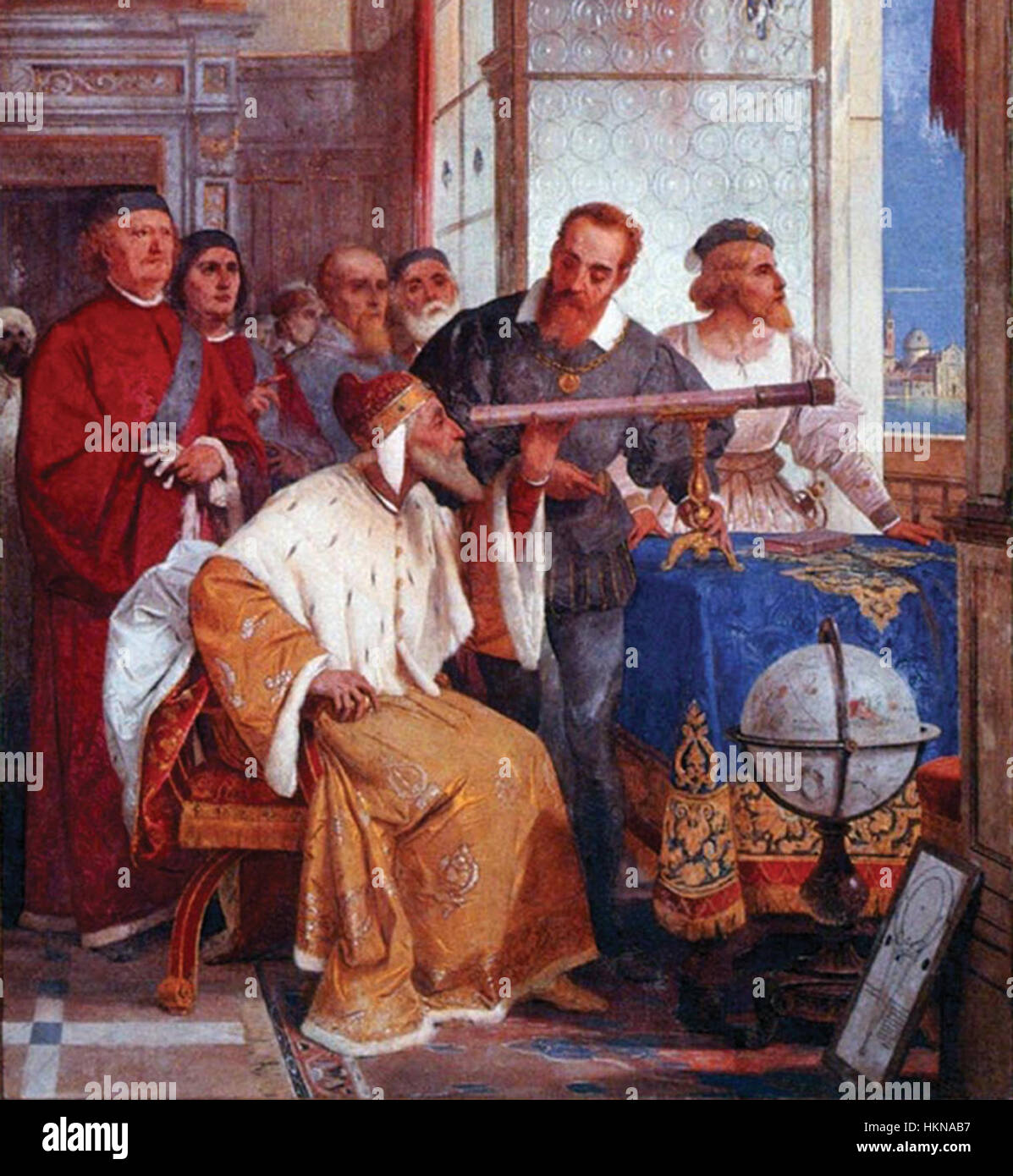 Bertini Fresko von Galileo Galilei und Doge von Venedig Stockfoto