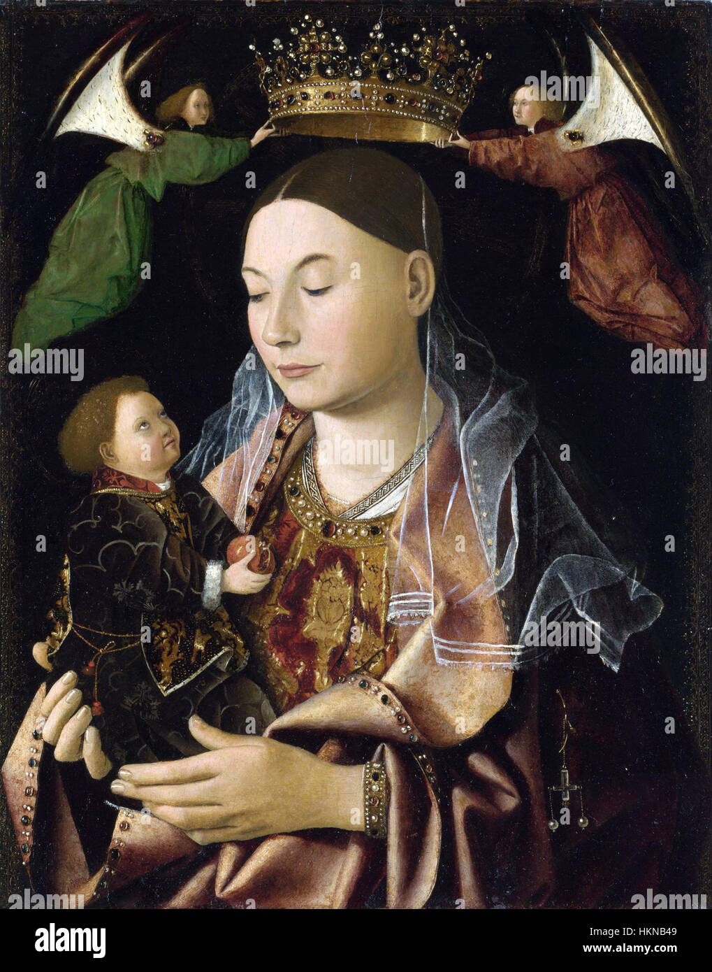 Madonna Salting, ein berühmtes Gemälde von Antonello da Messina, das die Madonna und das Kind in einem ruhigen Stil der Renaissance darstellt. Stockfoto