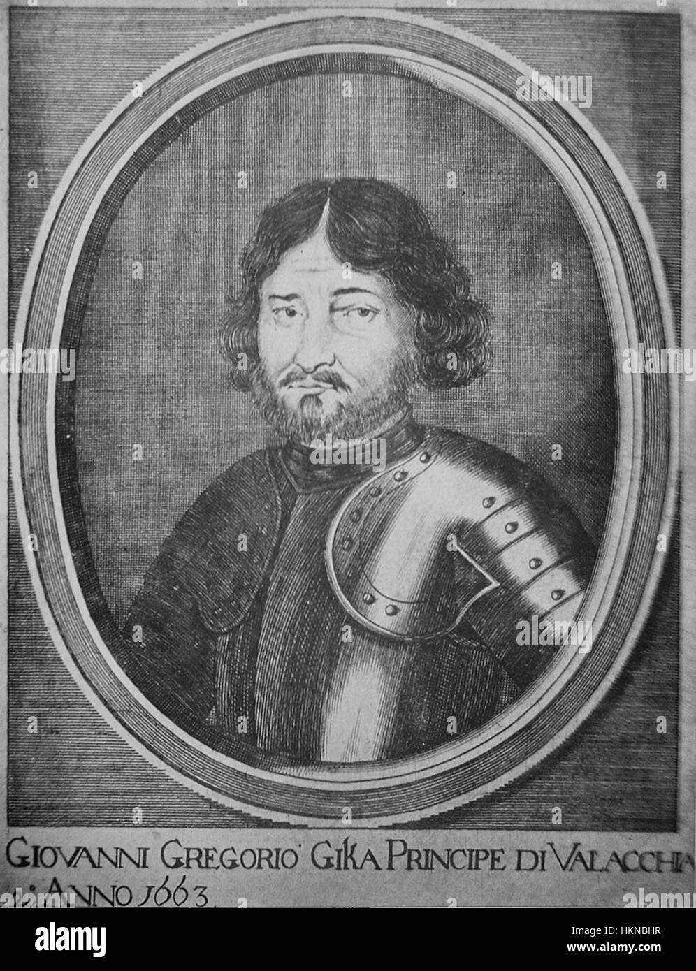 Ein Porträt von Grigore Ghica, das das typische Bild und den Stil der europäischen Porträts des 19. Jahrhunderts aufgreift. Ghicas Arbeit verbindet oft Elemente von politischer und kultureller Bedeutung. Stockfoto