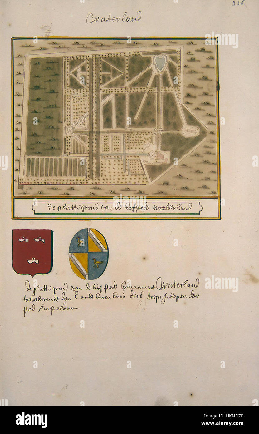 Diese historische Karte aus dem 13. Jahrhundert, „Atlas Schoemaker-Westfriesland Deel 4“, zeigt die Regionen Noord-Holland und Waterland und bietet einen frühen kartographischen Blick auf diese Gebiete im mittelalterlichen Europa. Stockfoto