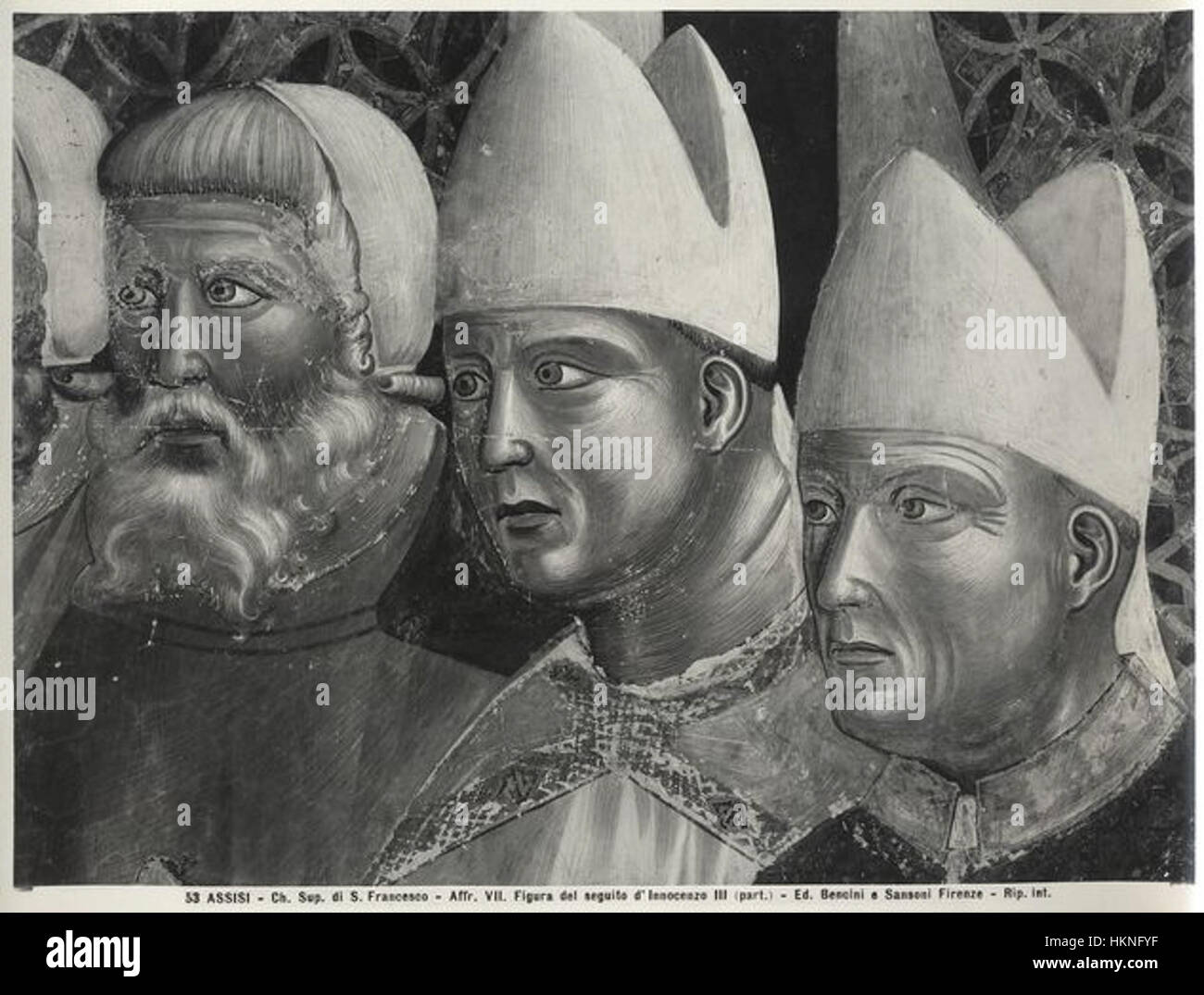 Giotto, Conferma della regola, ist ein Kunstwerk, das die Beiträge des italienischen Meisters zur Kunst der Renaissance veranschaulicht. Dieses Gemälde unterstreicht Giottos wegweisenden Einsatz von Perspektive und religiöser Ikonographie in Werken der Frührenaissance. Stockfoto