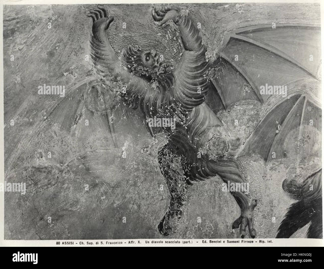 Giottos „Cacciata dei Diavoli“ ist ein Fresko, das die Vertreibung von Dämonen darstellt, eine dramatische Szene, die seine Meisterschaft der religiösen Erzählung zeigt. Das Werk ist Teil von Giottos innovativem Ansatz zum visuellen Erzählen während der italienischen Renaissance. Stockfoto