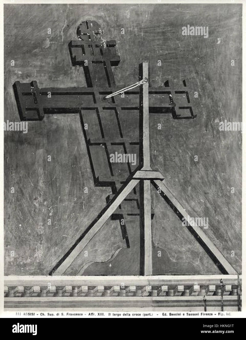 Giottos „Presepe di Greccio“ repräsentiert die Krippe auf dramatische und ausdrucksstarke Weise und erfasst die religiöse und kulturelle Bedeutung der Geburt Christi im Mittelalter. Stockfoto