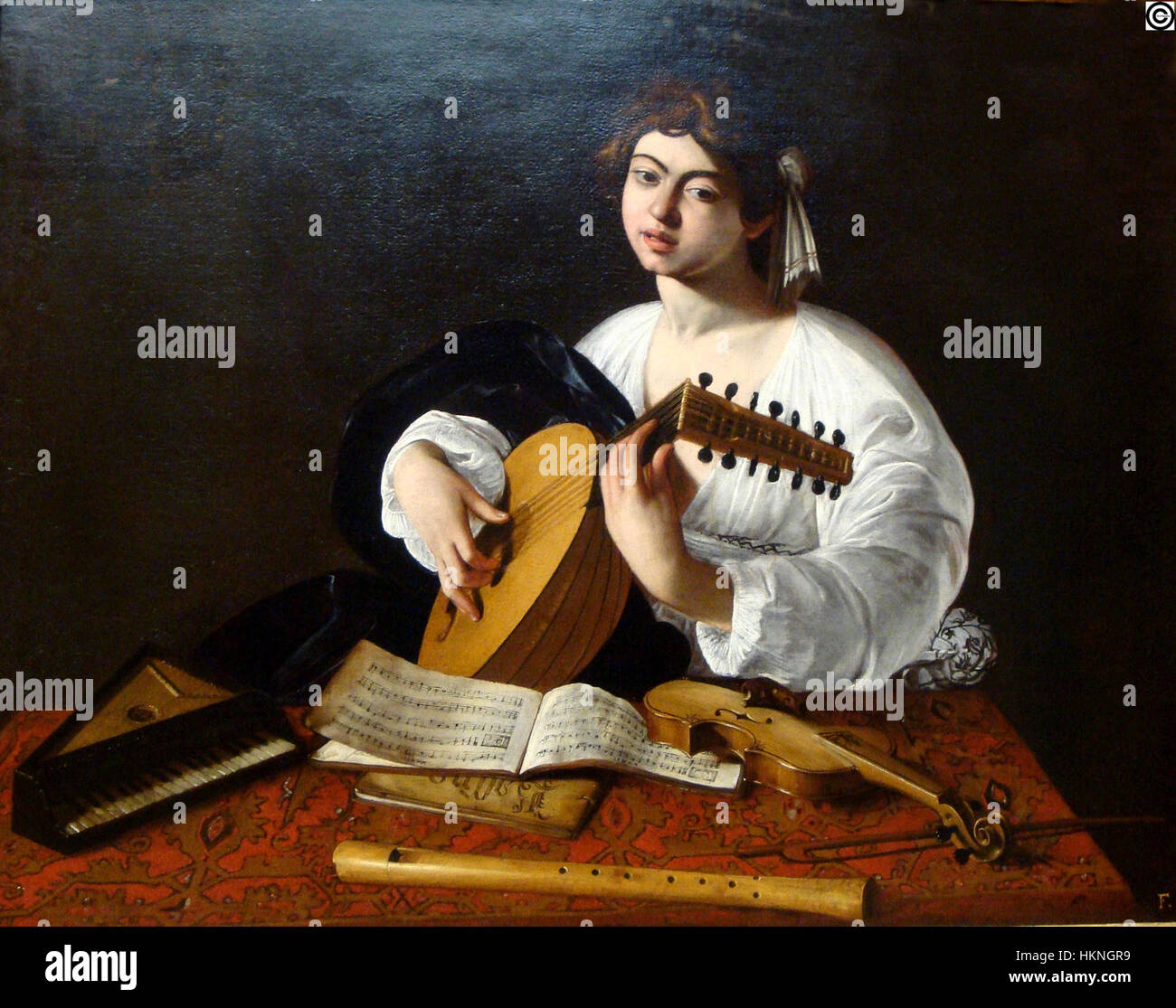 Ein Caravaggio wiederentdeckt Lautenspieler New York 1990 Stockfoto