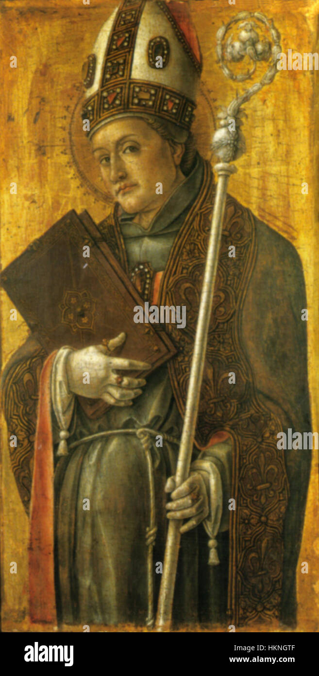 Bartolomeo Vivarinis „San Ludovico di Tolosa“ ist ein religiöses Gemälde, das den Heiligen Ludovico darstellt und sich auf seine heiligen Merkmale und seine Hingabe konzentriert. Das Werk reflektiert religiöse Themen der Renaissance und den Einfluss der venezianischen Kunst. Stockfoto