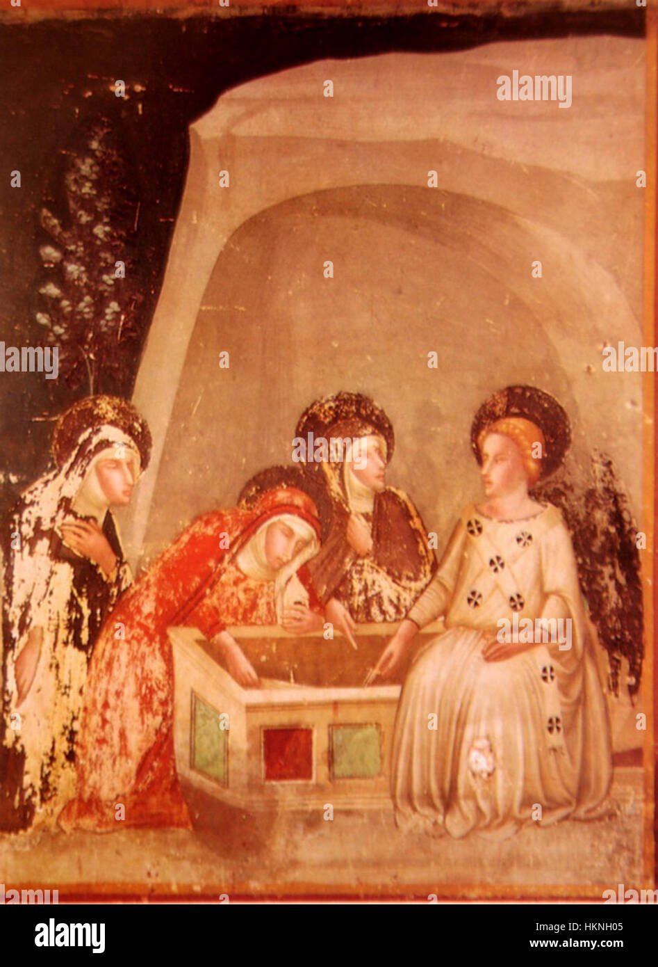 Dieses Gemälde mit dem Titel „3 Frauen“ beschäftigt sich mit der Darstellung von drei weiblichen Figuren und konzentriert sich dabei auf ihre Ausdrucksformen und Formen. Die Arbeit fängt einen Moment der Reflexion oder Interaktion ein und hebt die emotionale Tiefe der Motive hervor. Stockfoto