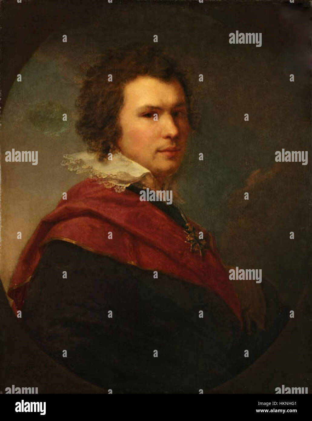 Das Porträt von Apollon Maykov von Lampi ist ein schönes Beispiel für russische Porträts aus dem 19. Jahrhundert. Lampi fängt das Wesen des Motivs mit detailliertem Ausdruck und klassischem Stil ein. Stockfoto