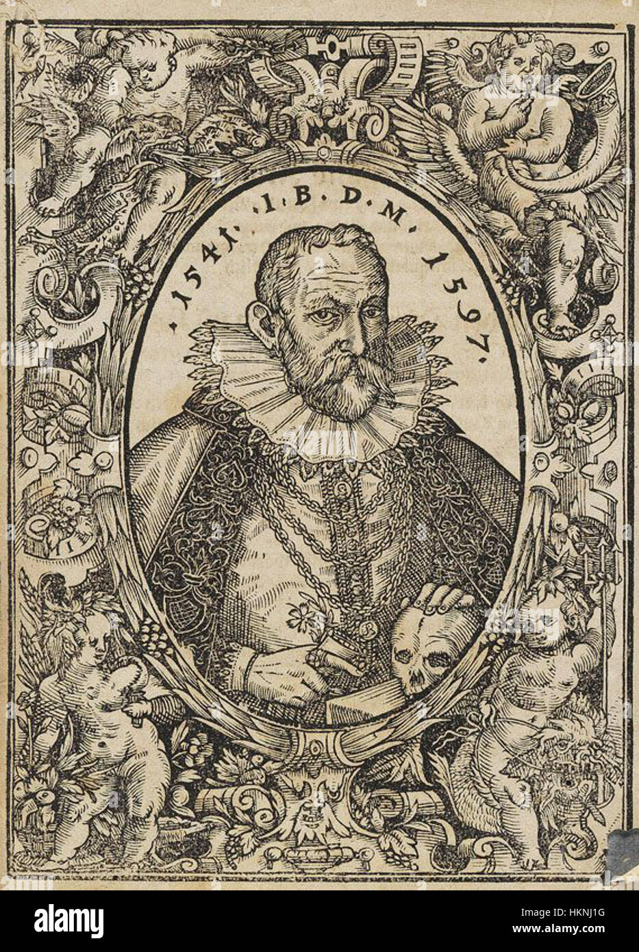 Das Kunstwerk aus Bauhins Bericht über Krankheiten von 1599 zeigt frühe wissenschaftliche Illustration. Es zeigt detaillierte Darstellungen verschiedener Krankheiten und spiegelt das medizinische Wissen der Zeit wider. Stockfoto