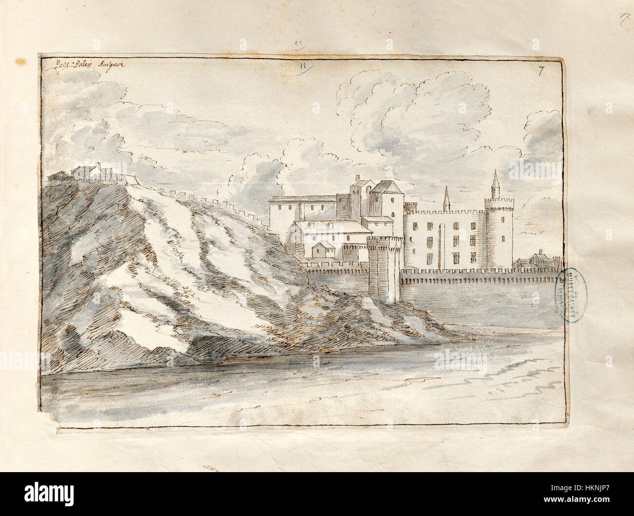 Ein Artwork aus der Sammlung Laincel, das ein historisches Stück zeigt, das im Petit Palais in Avignon ausgestellt wird. Das Gemälde reflektiert klassische Techniken und regionale Kulturgeschichte durch detaillierte Kunstfertigkeit. Stockfoto