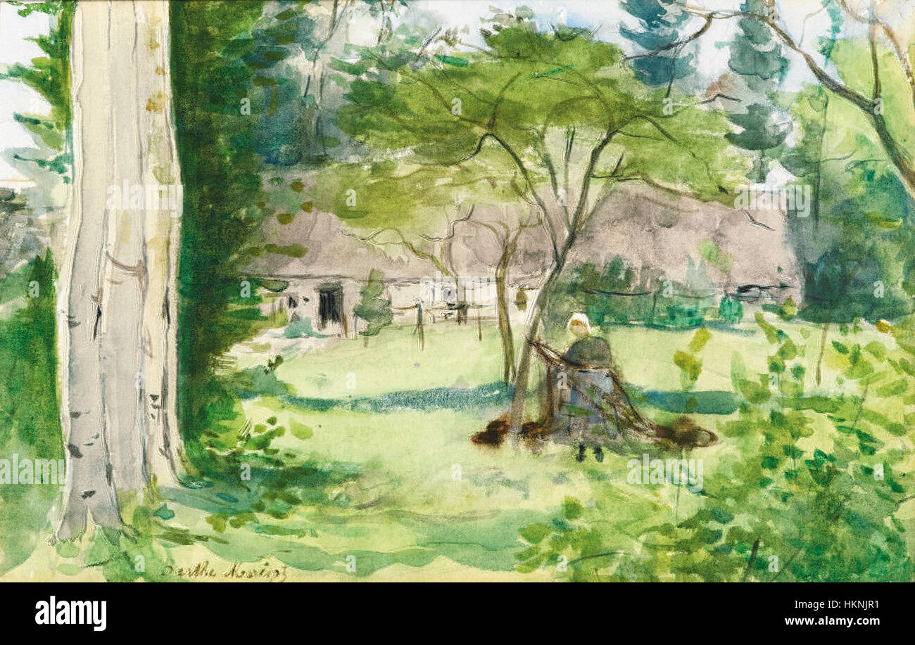 Berthe Morisot - Paysage (Aquarell) Stockfoto