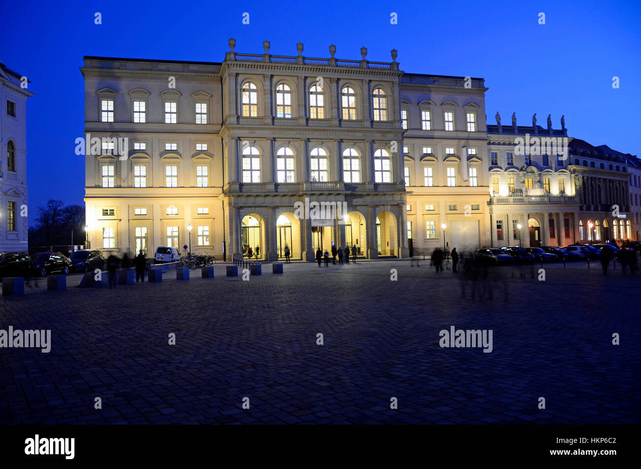 Die beleuchtete "Palais Barberini" "Alter Markt" in Potsdam-Museum Ausstellung Stockfoto