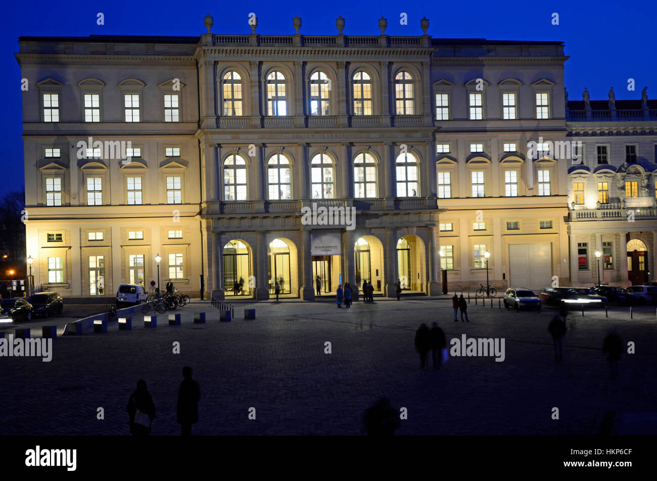 Die beleuchtete "Palais Barberini" "Alter Markt" in Potsdam-Museum Ausstellung Stockfoto