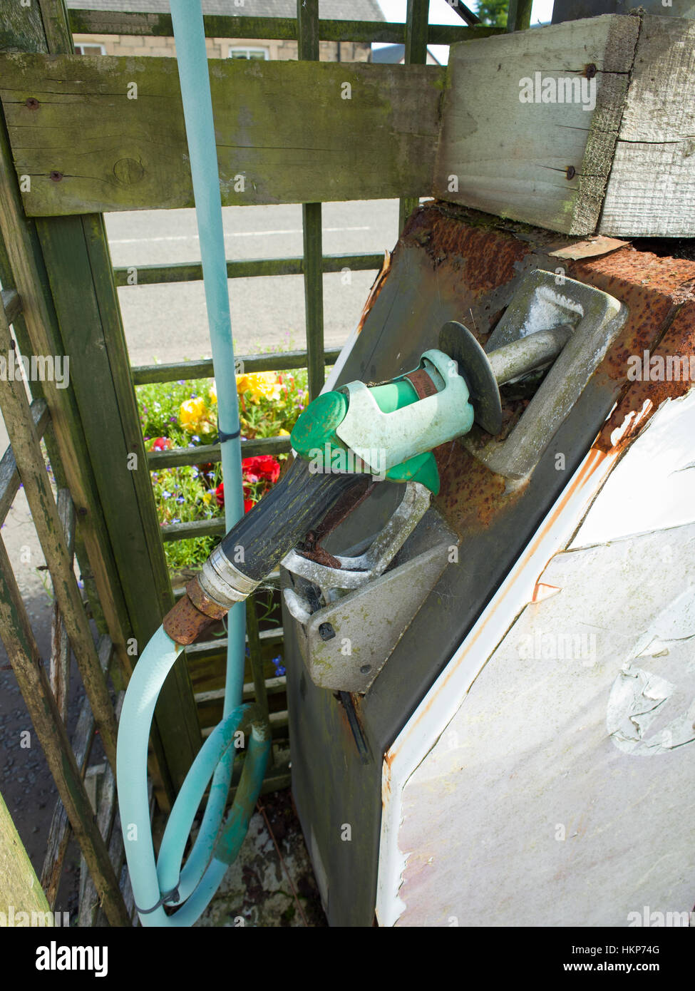 Stillgelegten Zapfsäule Stockfoto