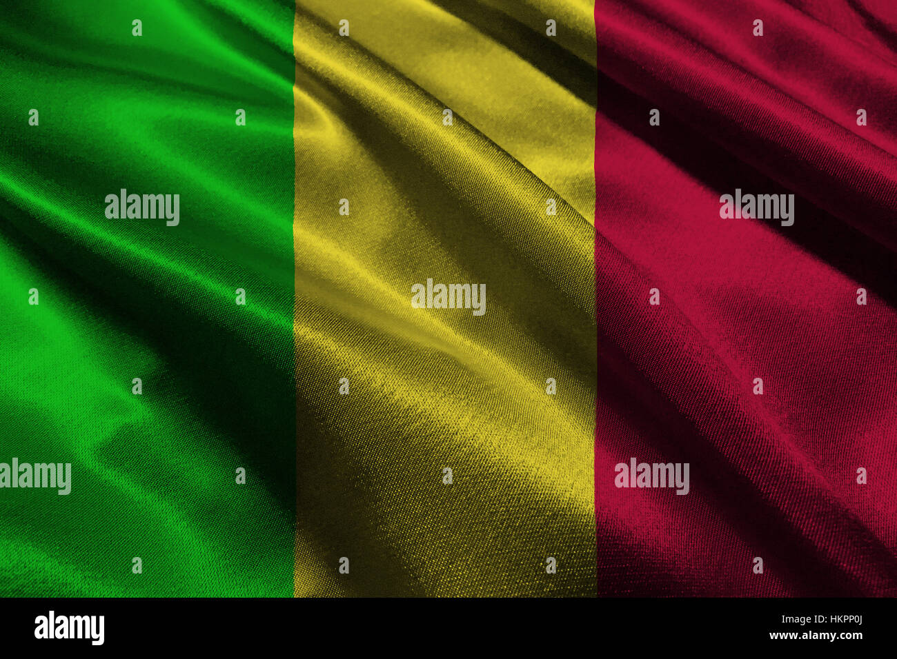 Mali Nationalflagge 3D-Illustration Symbol. Mali Flagge. Stockfoto