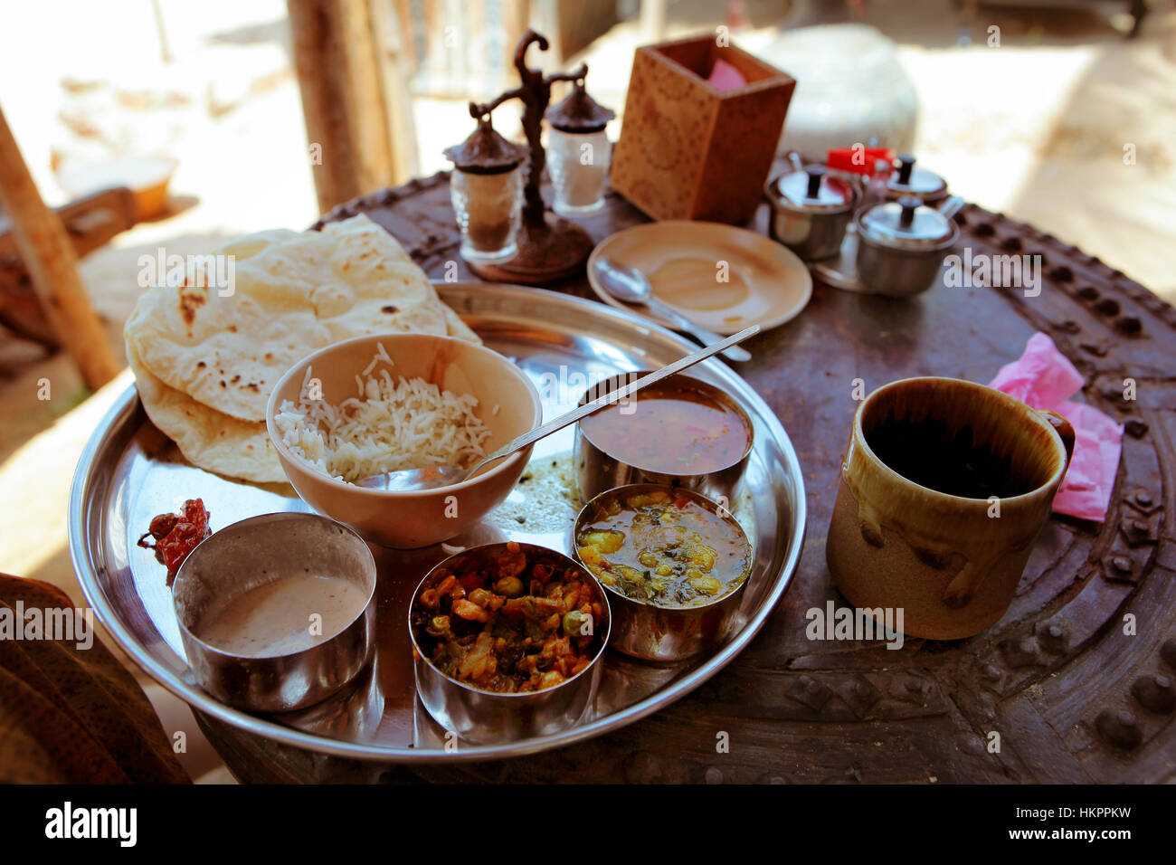 Indische vegetarische Küche hautnah Stockfoto