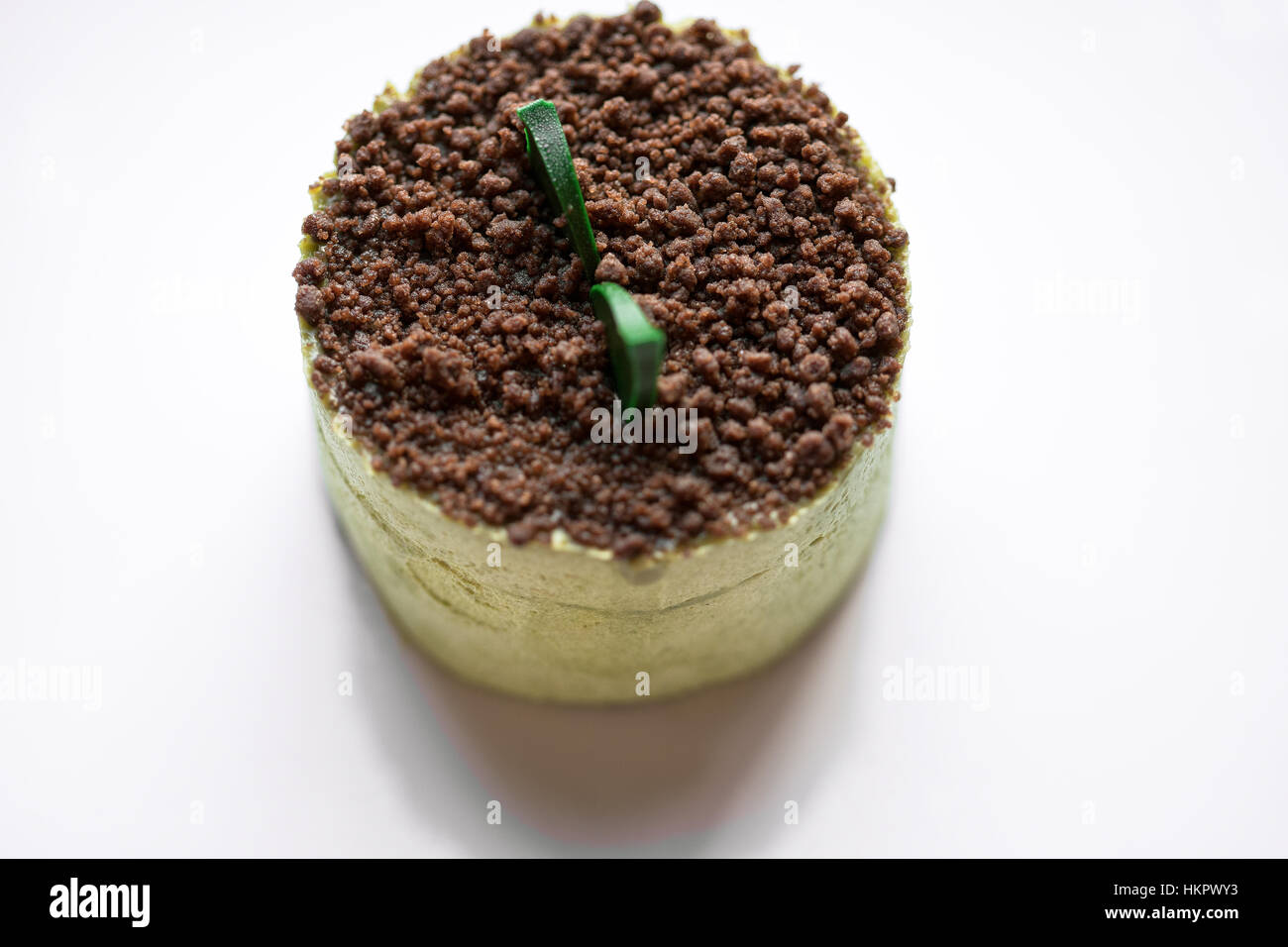 grüne Schokolade rasieren Kuchen Stockfoto