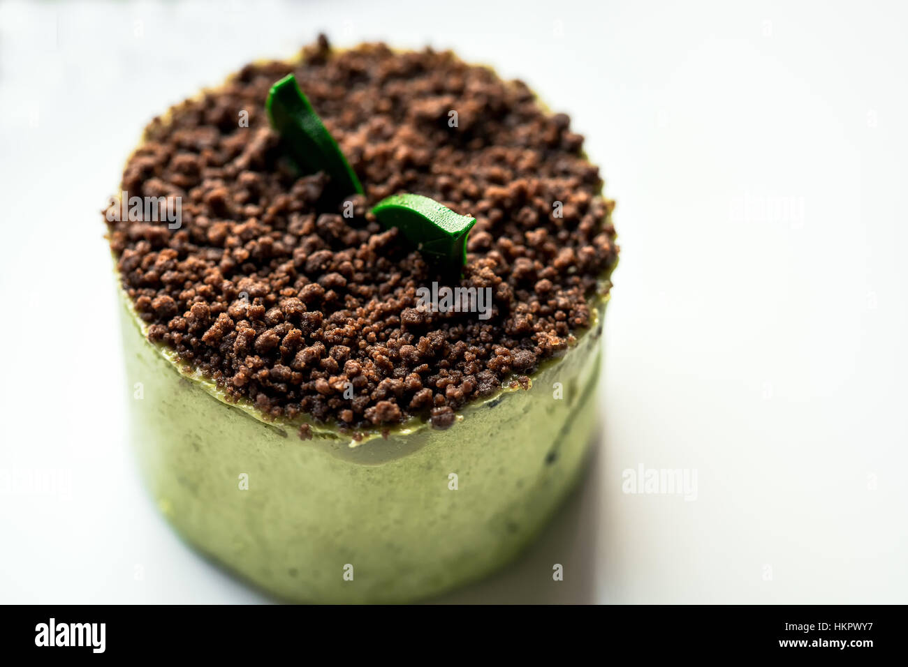 grüne Schokolade rasieren Kuchen Stockfoto